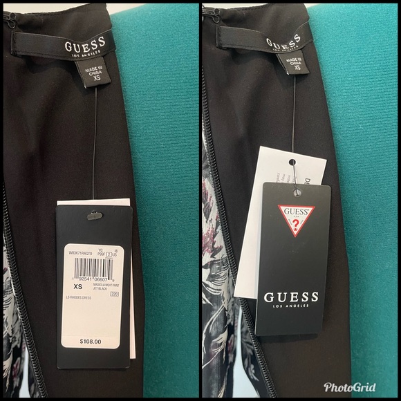 Guess | Rhodes Magnolia Night Print Dress | Black - Picture 5 of 6